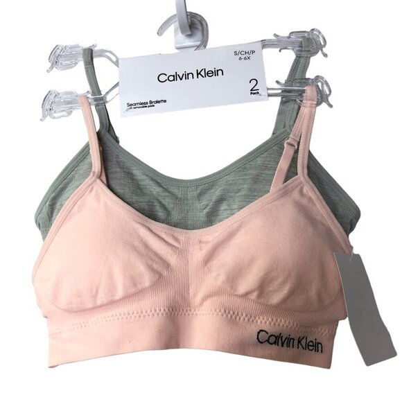 CALVIN KLEIN GIRLS 2 PACK SEAMLESS BRALETTE SM 6-6X NEW WITH TAG - Picture 4 of 7
